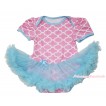 Light Pink White Quatrefoil Clover Baby Bodysuit Light Blue Pettiskirt JS4590